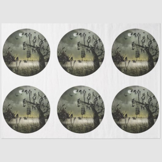 Een rondom ontwerp van de Gothische Halloween-reek Tissuepapier (Voorkant)