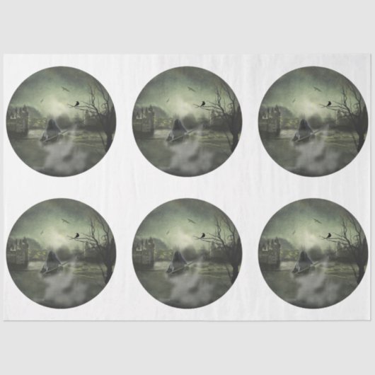 Een rondom ontwerp van de Gothische Halloween-reek Tissuepapier (Voorkant)