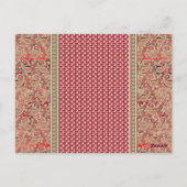 Een rood en beige tapijt met een gouden rand briefkaart (Achterkant)