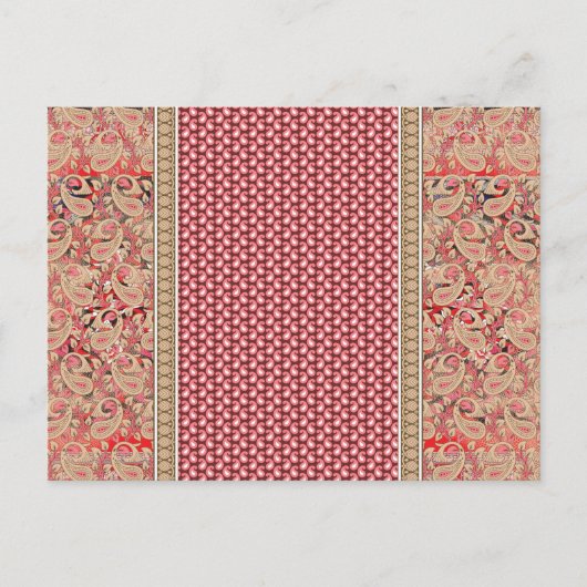 Een rood en beige tapijt met een gouden rand briefkaart (Voorkant)