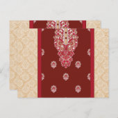 Een rood en beige tapijt met een rode rand briefkaart (Voorkant / Achterkant)