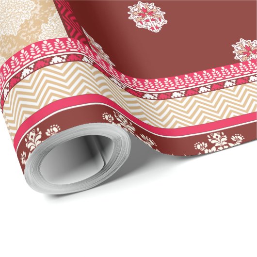 Een rood en beige tapijt met een rode rand cadeaupapier (Rol Hoek)