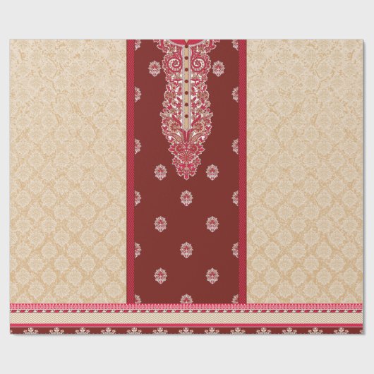 Een rood en beige tapijt met een rode rand cadeaupapier (Vlak)