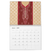 Een rood en beige tapijt met een rode rand kalender (Mar 2027)