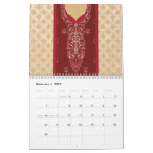 Een rood en beige tapijt met een rode rand kalender (Feb 2027)