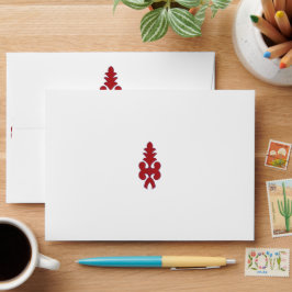 Een rood en blauw patroon op een witte achtergrond envelop