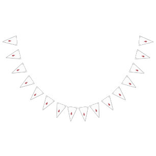 Een rood en blauw patroon op een witte achtergrond vlaggetjes