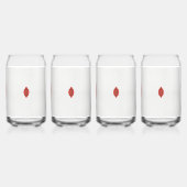 Een rood en bruin ontwerp op een witte achtergrond blikvorm glas (Achterkant)