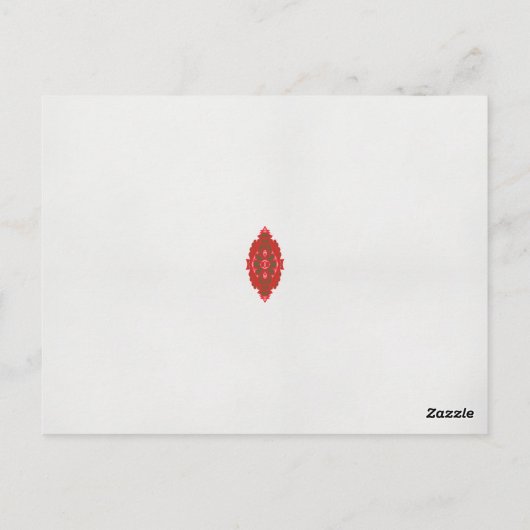 Een rood en bruin ontwerp op een witte achtergrond briefkaart (Achterkant)