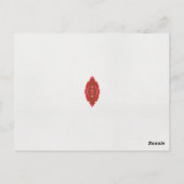 Een rood en bruin ontwerp op een witte achtergrond briefkaart (Achterkant)
