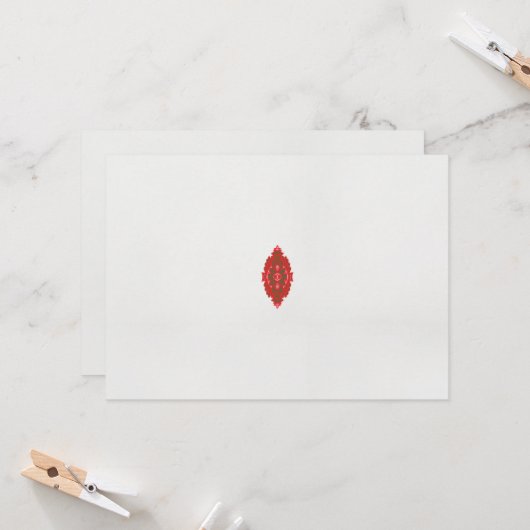 Een rood en bruin ontwerp op een witte achtergrond kaart (Voorkant / Achterkant in situ)