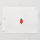 Een rood en bruin ontwerp op een witte achtergrond kaart (Achterkant)