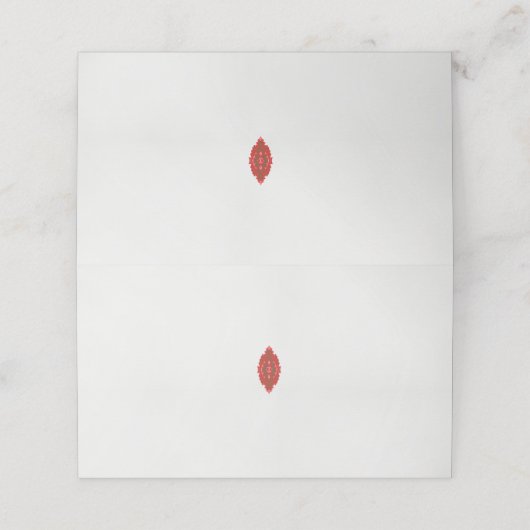 Een rood en bruin ontwerp op een witte achtergrond plaatskaartje (Buitenkant ongevouwen)