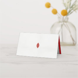 Een rood en bruin ontwerp op een witte achtergrond plaatskaartje