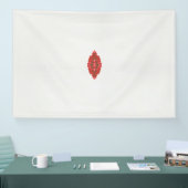 Een rood en bruin ontwerp op een witte achtergrond spandoek (Beurs)