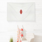 Een rood en bruin ontwerp op een witte achtergrond spandoek (Insitu)