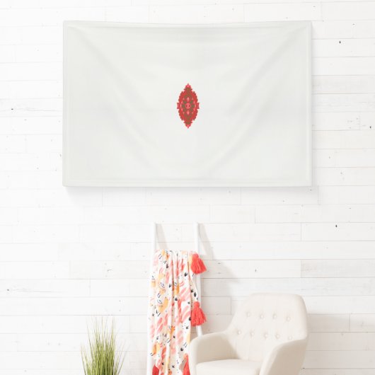 Een rood en bruin ontwerp op een witte achtergrond spandoek (Insitu)