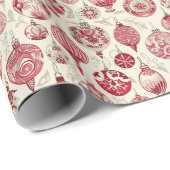 Een rood en crème kerstversiering patroon cadeaupapier (Rol Hoek)