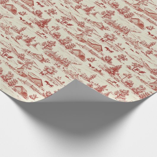Een rood en crème toilet van een land Koe Boerderi Cadeaupapier (Hoek)
