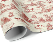 Een rood en crème toilet van een land Koe Boerderi Cadeaupapier (Rol Hoek)