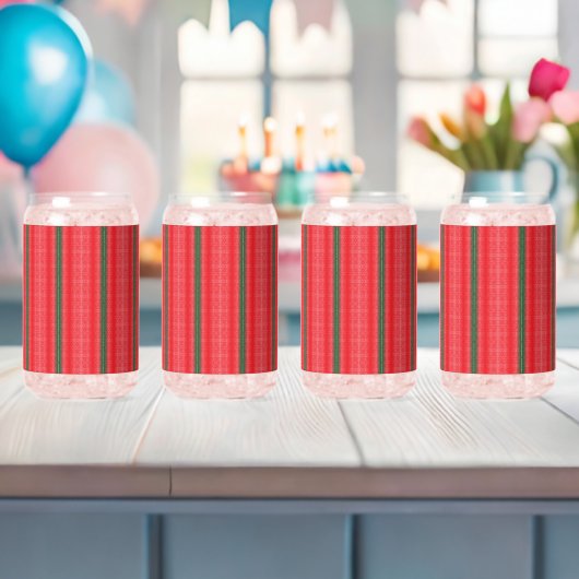 Een rood en groen gestreepte achtergrond blikvorm glas (Insitu (Baby Shower))