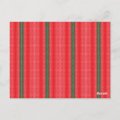 Een rood en groen gestreepte achtergrond briefkaart (Achterkant)
