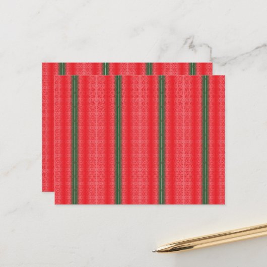 Een rood en groen gestreepte achtergrond briefkaart (Voorkant / Achterkant in situ)