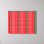 Een rood en groen gestreepte achtergrond canvas afdruk (Voorkant)