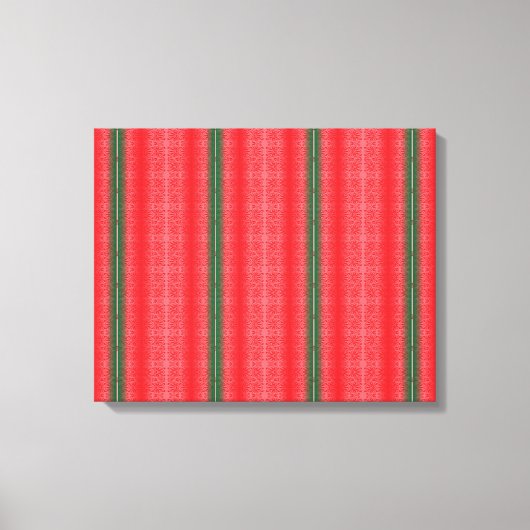 Een rood en groen gestreepte achtergrond canvas afdruk (Voorkant)