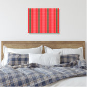 Een rood en groen gestreepte achtergrond canvas afdruk (Insitu (Slaapkamer))