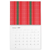 Een rood en groen gestreepte achtergrond kalender (Jan 2027)