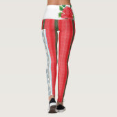Een rood en groen gestreepte achtergrond leggings (Achterkant)