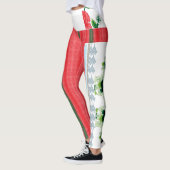 Een rood en groen gestreepte achtergrond leggings (Links)