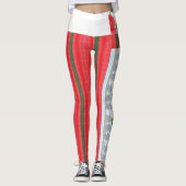 Een rood en groen gestreepte achtergrond leggings (Voorkant)