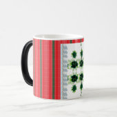 Een rood en groen gestreepte achtergrond magische mok (Voorkant links)
