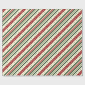 Een rood en groen gestreepte kerst achtergrond cadeaupapier (Vlak)