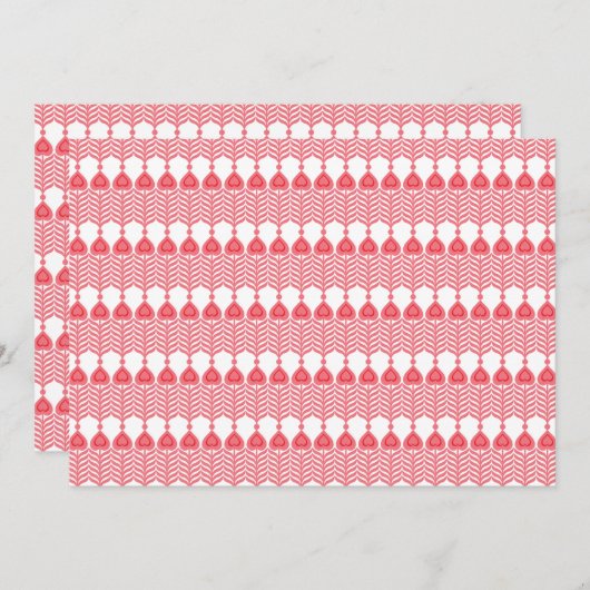 Een rood en roze geometrisch patroon met interlo bedankkaart (Voorkant / Achterkant)