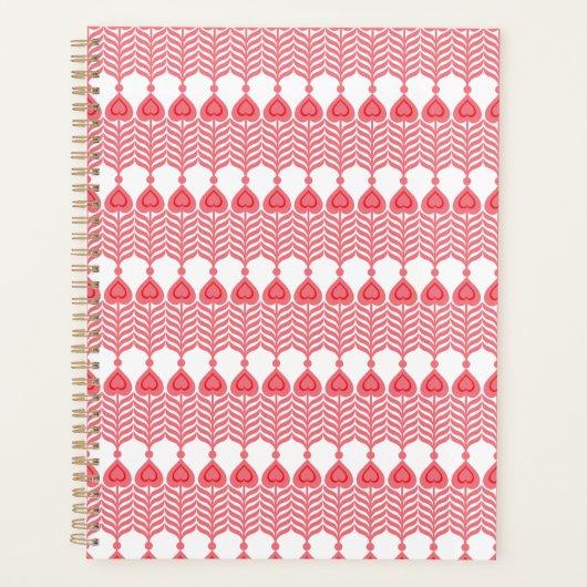 Een rood en roze geometrisch patroon met interlo planner (Voorkant)