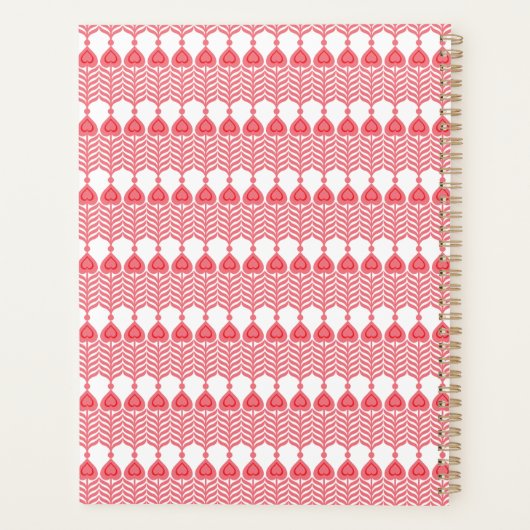 Een rood en roze geometrisch patroon met interlo planner (Achterkant)