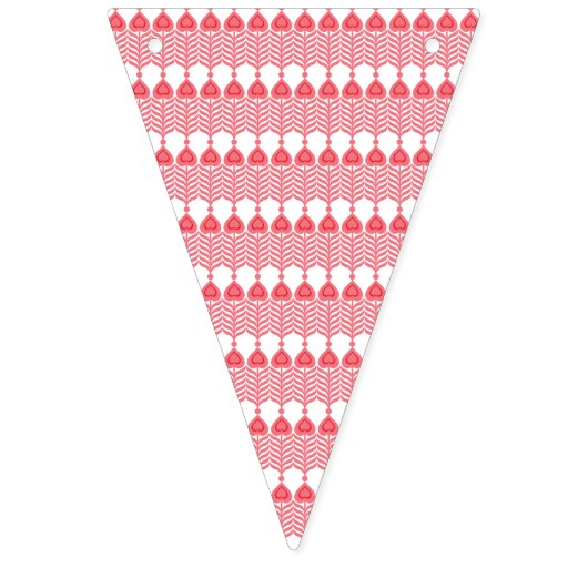 Een rood en roze geometrisch patroon met interlo vlaggetjes (Derde vlag)