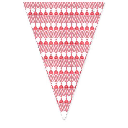Een rood en roze geometrisch patroon met interlo vlaggetjes (Tweede vlag)