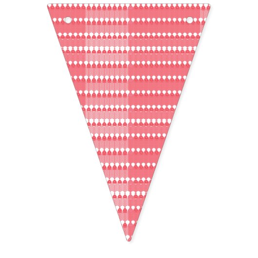 Een rood en roze geometrisch patroon met interlo vlaggetjes (Eerste vlag)