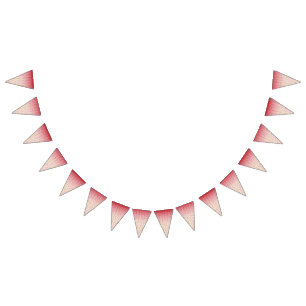 Een rood en roze patterend tapijt met een elegante vlaggetjes