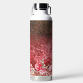 Een rood en zwart schilderij met een rode achtergr waterfles (Voorkant)