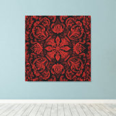 Een rood en zwart vierkant met florale design canvas afdruk (Insitu (Houten vloer))