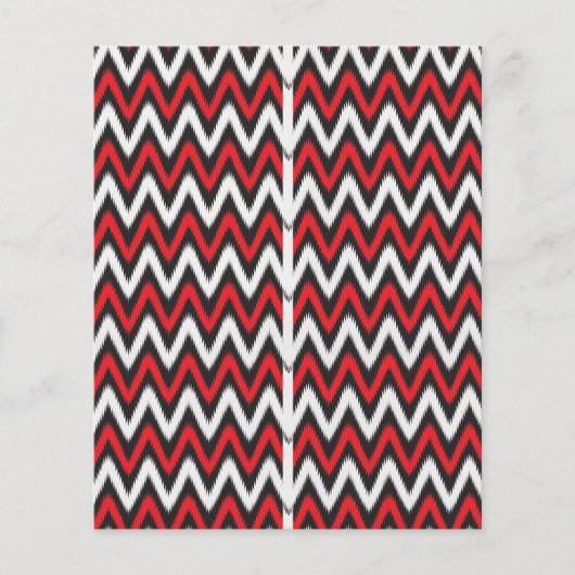 Een rood en zwart zigzagpatroon op een witte achte flyer (Voorkant)