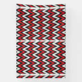 Een rood en zwart zigzagpatroon op een witte achte spandoek (Verticaal)