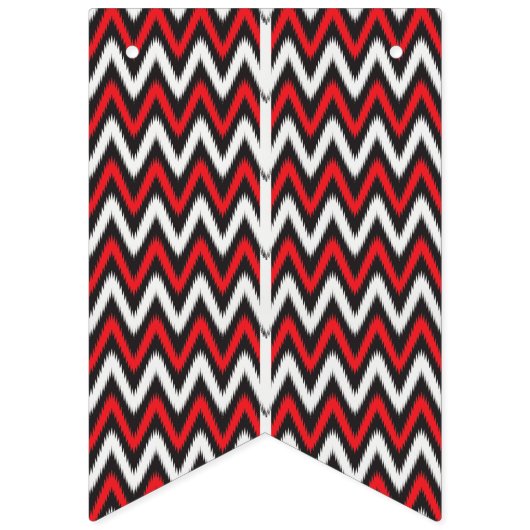 Een rood en zwart zigzagpatroon op een witte achte vlaggetjes (Eerste vlag)