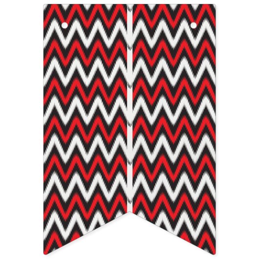 Een rood en zwart zigzagpatroon op een witte achte vlaggetjes (Derde vlag)