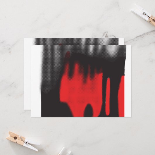 Een rood grafisch ontwerp met gedurfde geometrisch kaart (Voorkant / Achterkant in situ)